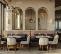 Ensemble de table et de chaises de restaurant en marbre vert velours moderne de qualité supérieure, canapé, banquette, mobilier pour café