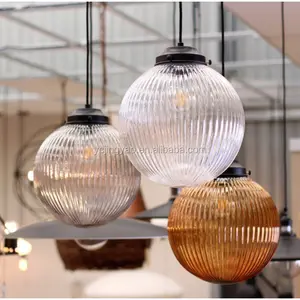 工厂大型条纹玻璃地球灯罩玻璃球用于天花灯