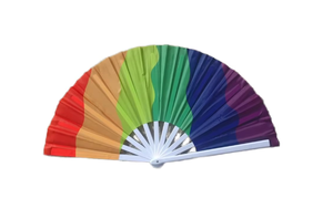 Wholesale 13-Inch Rainbow Folk Art Plastic Hand Fan 33cm Large Classic Traditional for Halloween Christmas Parties Business - Product Image 2