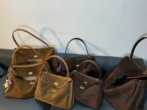 2024时尚女式真皮手提包棕色麂皮肩手提袋定制厂家秋冬时尚款式 - Product Image 6