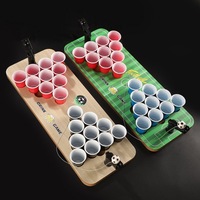 Jeu de table Beer Pong en bois 3 en 1 avec 25 gobelets pour les soirées adultes, parfait pour les soirées en famille