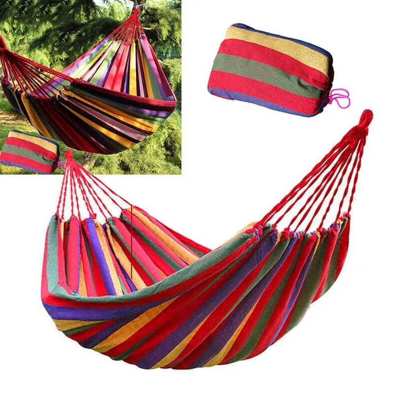 Sleeping Camping Hammock Outdoor Portable Canvas Travel Washable Swing Bed Free Storage Bag Camping & Hiking Gear