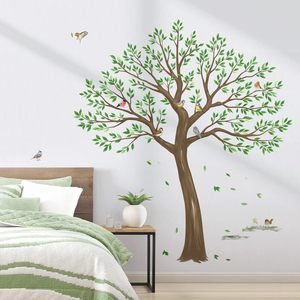 Adesivi <span class=keywords><strong>murali</strong></span> grande albero foglie verdi <span class=keywords><strong>uccelli</strong></span> buccia e bastone decalcomanie da parete per soggiorno camera da letto parete (H: 63 pollici) - Product Image 4