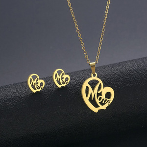 Nouvel ensemble de bijoux pour femmes et mamans, collier et boucles d'oreilles, couleur dorée simple, cadeau pour maman, futures mamans, pour la fête des mères - Product Image 5