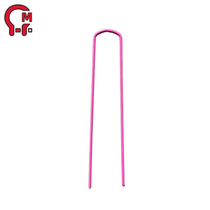 HLM <span class=keywords><strong>Agrafes</strong></span> de jardin roses à pointes acérées, à double extrémité, s'enfoncent facilement dans la terre <span class=keywords><strong>sans</strong></span> pré-creuser pour une installation rapide - Product Image 2