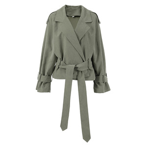 Cappotto <span class=keywords><strong>Trench</strong></span> Elegante da <span class=keywords><strong>Donna</strong></span> Personalizzato con Cintura e Ampio Risvolto, Foderato in Pile di Poliestere, Versatile e Casual per l'Autunno - Product Image 5