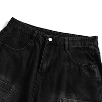 Shorts cargo en jean pour homme, coupe ample, délavé, avec poches utilitaires, style streetwear, longueur genou, fournisseur OEM personnalisé