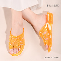 Chaussures à enfiler une pièce en cristal-Talon à plate-forme épaisse, anti-odeur, tongs d'extérieur transparentes en plastique