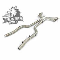 Accessoires automobiles HT : Collecteur d'échappement + Downpipe long droit compatible avec Mercedes-Benz C63 AMG W204 6.2L avec bouclier thermique