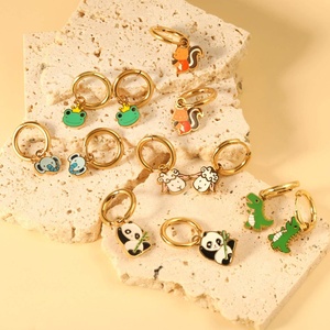 Boucles d'oreilles pendantes personnalisées pour enfants, motifs Panda, Dinosaure, Mouton, en acier inoxydable plaqué or, bijoux fantaisie, boucles d'oreilles créoles pendantes animales mignonnes - Product Image 3