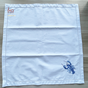 Customized 20/20 Inch White Kitchen Cotton <strong>Napkin</strong> <strong>Set</strong> Luxurious Embroidered Hemstitch Pattern Handmade Modern Style for Weddings - Product Image 5