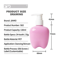 Flacon distributeur en PET de 130 ml en forme de dent pour sérum de soin de la peau, bain de bouche, shampoing – Contenant de voyage personnalisable, rechargeable et anti-fuite 24 mm
