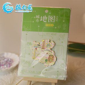 Spilla Magnetica 3D in Lega Smaltata Morbida con Mappa della Città, Personalizzabile con Animali Cartoon e Attrazioni Turistiche, Souvenir in Oro/<span class=keywords><strong>Argento</strong></span>/Nero - Product Image 5