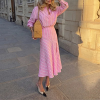 Nouvel Arrivage Personnalisé – Ensemble Deux Pièces Maxi Décontracté et Élégant pour Femme, Taille Haute, Rayé et Couleur Unie, Printemps
