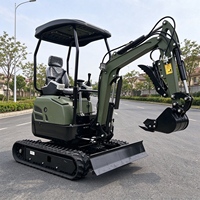 Excavator Mini Crawler 1 Ton Hidrolik, Penggali Kecil Kanopi Terbuka, Bersertifikasi CE EPA, Excavator Mikro untuk Pertanian, Kebun, dan Pembangunan Rumah