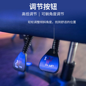 Gaming <b>Chair</b> Pu Leather Adjustable Backrest Swivel Home Office Use Blue White Color - Product Image 2