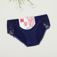UOKIN celana dalam renda merah muda wanita seksi hipster biru nyaman wanita warna polos putih nilon mid rise hipster dengan renda