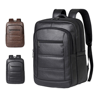 Mochila Duradera Vintage de PU para Portátil, con Múltiples Compartimentos, Impermeable, para Negocios, Viajes, Escuela, Unisex