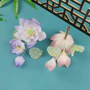 26 New Original Design Handmade Light-Colored Lotus Hair Clip, <b>Sweet</b> Makeup Hair Accessory with Perforated <b>Flowers</b> - Product Image 3