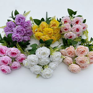 PT-R087 Venta al por Mayor Directa de Fábrica, Flor Artificial de Pared con 10 Cabezas de Seda Dorada, <span class=keywords><strong>Rosa</strong></span> <span class=keywords><strong>Naranja</strong></span> para Boda - Product Image 4