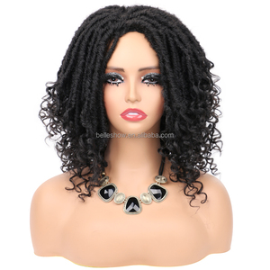 Perruques Tressées Pour Femmes Synthétique Ombre Tressé Dreadlock Perruque Noir Marron Rouge Africain Faux Locs Crochet Twist <span class=keywords><strong>Cheveux</strong></span> Perruques Courtes - Product Image 1