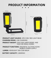 Lampe COB portable Rechargeable et pliable à Base magnétique, lampe torche alimentée par usb, idéale pour le travail ou le camping