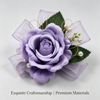 Ensemble de corsages et boutonnières en perles de lavande et roses violettes pour la mariée, le marié, les demoiselles d'honneur, la décoration de mariage et de bal