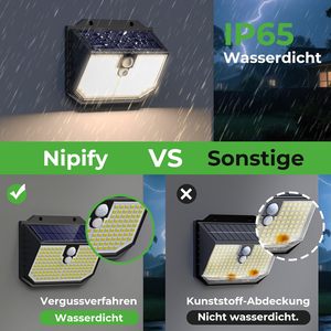 Lampes solaires Nipify <span class=keywords><strong>avec</strong></span> détecteur <span class=keywords><strong>de</strong></span> mouvement, étanches IP65, en métal, à fixer au mur, 3 modes, LED super lumineuses pour jardin, <span class=keywords><strong>garage</strong></span>, escaliers [4] - Product Image 4