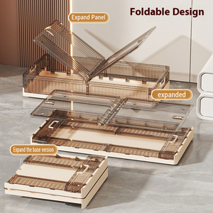 Haogle Chất lượng cao bền phòng ngủ Stackable dưới giường lưu trữ gấp nhựa hộp lưu trữ với nắp và bánh xe - Product Image 4
