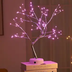 Copper Wire Tree Lamp Adjustable Branches Fairy Tabletop Bonsai Artificial Tree Lights For Home Decoration