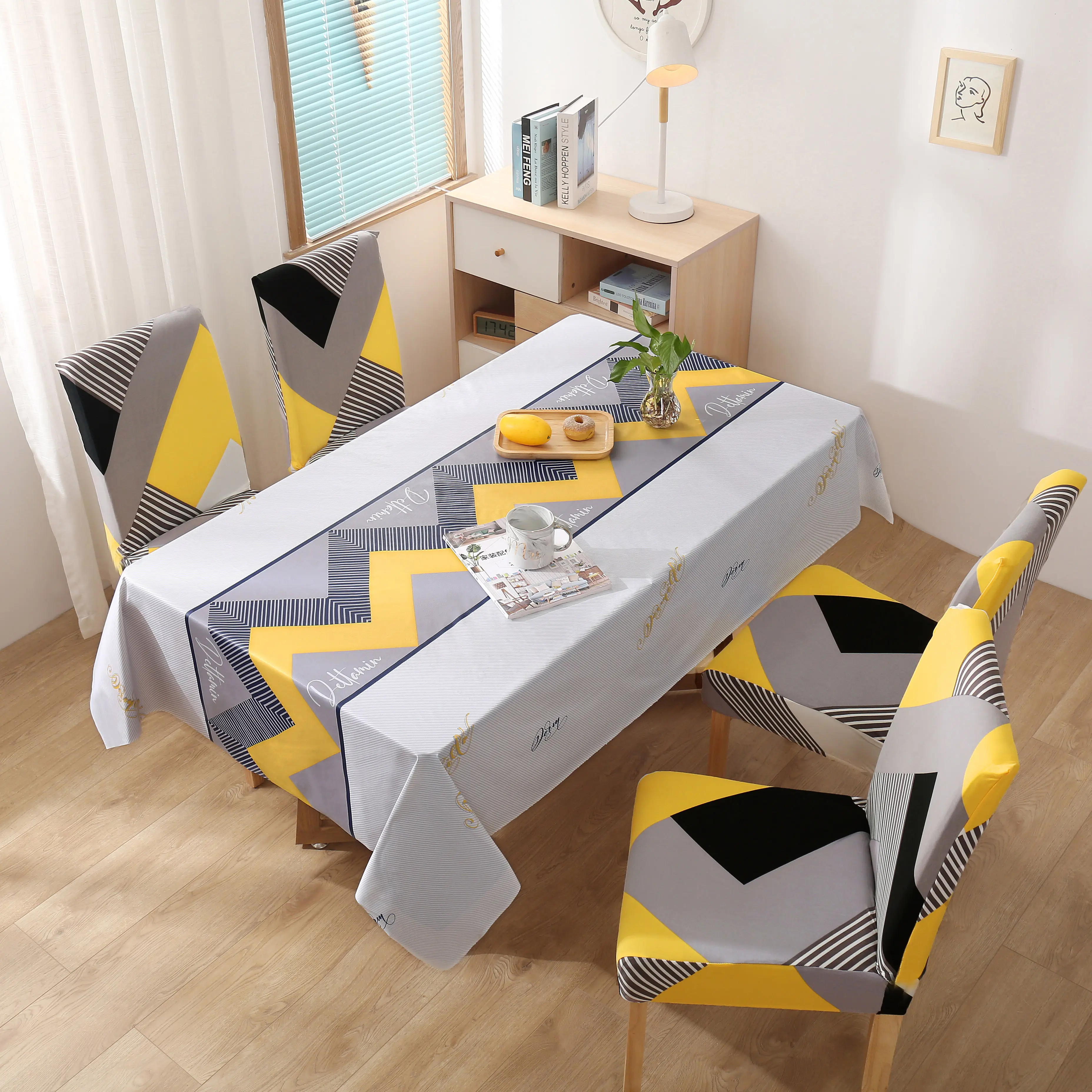 PVC Rectangular Tablecloth Printed Oil-Proof Oilproof Tea Coffee Table Cover Home Decor Table Linens and Chair Covers
