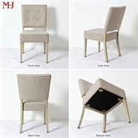 Chaise de salle à manger moderne rembourrée en aluminium avec accoudoirs, empilable en option, mobilier de restaurant en tissu pour hôtels et événements