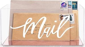 Rõ ràng Acrylic Tabletop mail <span class=keywords><strong>Organizer</strong></span> Box với thư từ kịch bản thiết kế và Rose Gold gương cơ sở - Product Image 4