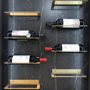 Porte-bouteilles mural en métal de qualité supérieure, support flottant pour bouteilles de vin, étagère de présentation moderne et minimaliste pour bar et <span class=keywords><strong>cave</strong></span> <span class=keywords><strong>à</strong></span> vin. - Product Image 4