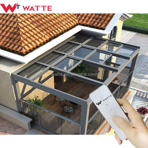 Pergola Piatta Personalizzata con Copertura Telescopica in Alluminio per Esterni, Balcone o Patio, Chiusura Intelligente in Vetro Elettrica Retrattile - Product Image 4