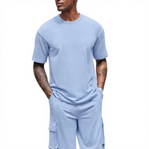 Ensemble 2 pièces pour homme, t-shirt et short cargo, qualité OEM supérieure, 100% coton, 280 GSM, tricoté, séchage rapide, streetwear, mode été, survêtement - Product Image 2