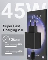 Adaptateur de charge rapide USB C PD 45W, prise EU, chargeur de voyage portable avec câble de charge Type-C vers Type-C pour smartphone, ordinateur portable
