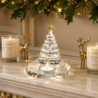 Décoration de table pour la maison, arbre de Noël en cristal, porte-bougie chauffe-plat