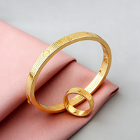 Nouveauté 2026 – Ensemble bracelet et bague de luxe en acier inoxydable plaqué or 18 carats, style punk, couleur argent et or rose
