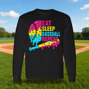 T-shirt a maniche lunghe Eat Sleep Baseball Repeat Ice Cream Drip - Product Image 3