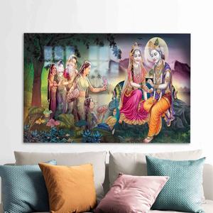 カスタム宗教的な壁の装飾ラダクリシュナ絵画女性有名な強化クリスタル磁器絵画シャインダイヤモンド - Product Image 3