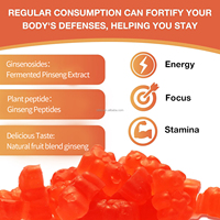 Wholesale OEM Plant-Based Asian Panax Ginseng Peptide Gummy Candy 1500mg Herbal Supplements for Men and Women Energy