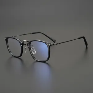 Chinesische hand gefertigte Platte aus reinem Titan Brille Rahmen Gold geschnitzte Muster Myopie Brille Rahmen