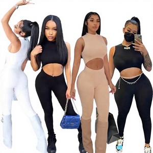 ชุดจั๊มสูทออกกำลังกายผู้หญิงแบบสปอร์ต ทรงเข้ารูป สีพื้น เรียบง่าย โชว์ช่วงเอว ไร้แขน ผ้ายืดสแปนเด็กซ์ - Product Image 3