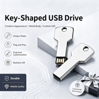 Clé USB promotionnelle mini en forme de clé, interface USB 2.0, pour l'école, l'entreprise, le bureau, le stockage, gadget porte-clés universel