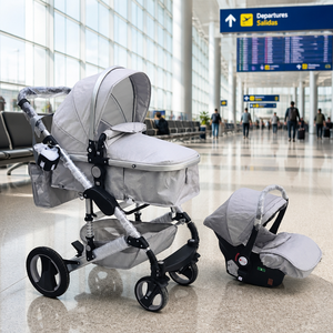Kit Naissance <span class=keywords><strong>Trio</strong></span> Gris : Poussette, Siège Auto et Landau avec Châssis en Alliage - Product Image 1