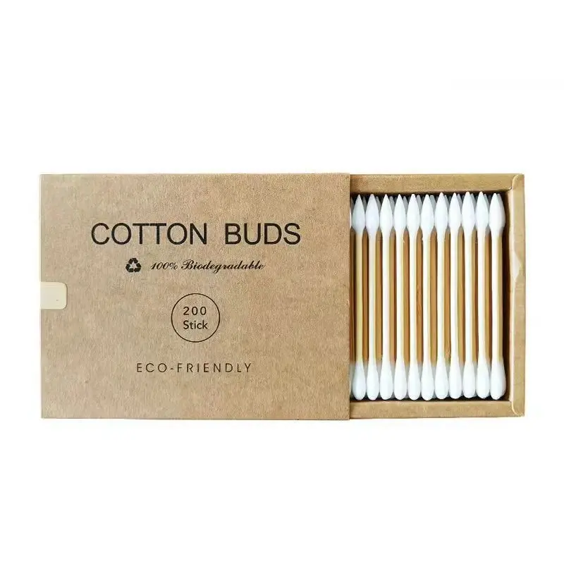 200Pcs Double Head Cotton Swab Biodegradable q-tips Women Makeup Cotton Bamboo Sticks Ears Cleaning Health Care Cleaning Tool