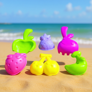 Colorful Sand Mold Toy Set with Rake and Fruit Shape <b>Beach</b> <b>Accessories</b> for Kids Mesh Packed - Product Image 3