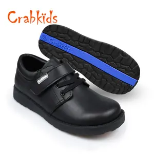 Crabkids Factory Black Leather Boys School Shoes Wholesale Price School Shoes for Boys