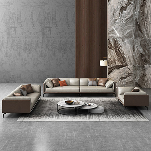 Văn phòng sofa da tối giản kinh doanh tiếp tân khu vực tiếp tân giải trí văn phòng sofa Bàn cà phê kết hợp - Product Image 3